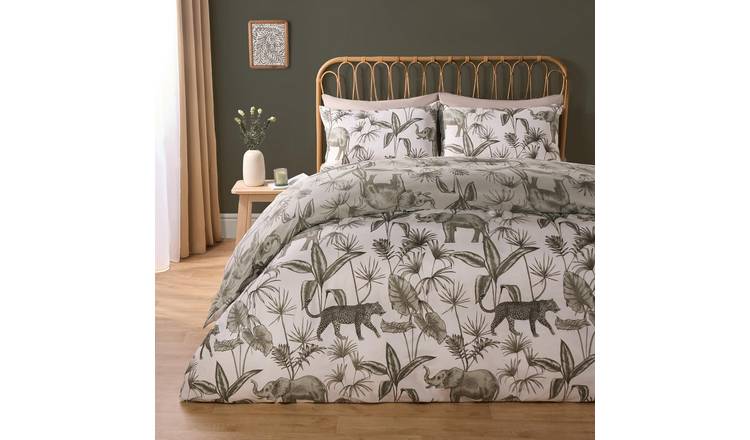 OHS Duvet Cover Set Safari Jungle Reversible Soft Bedding Sage - Double