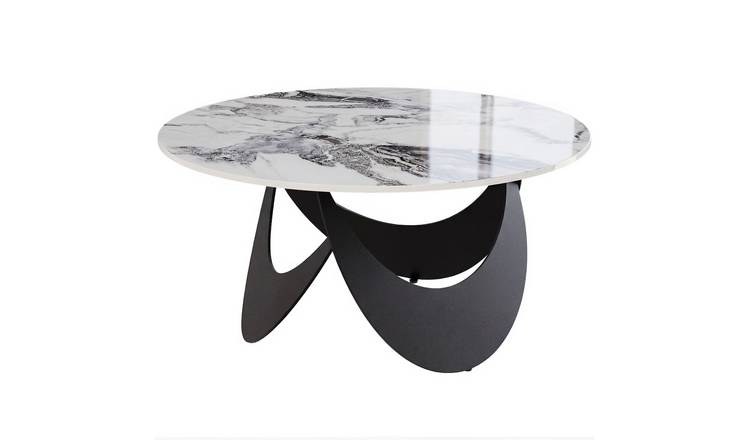HOMCOM Modern Sintered Stone Top Coffee Table - White and Black