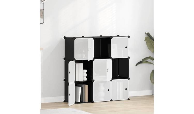 Walplus 9-Cube Plastic Storage Cube Organiser - Black - 94.5 x 31.5 x 93.5 cm
