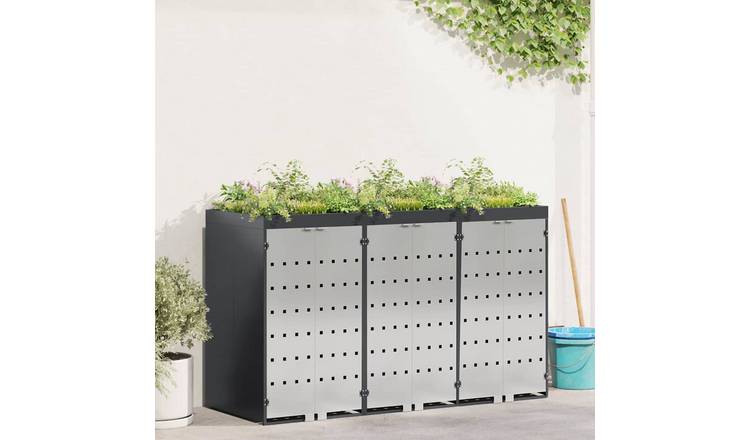 Walplus 120 L Steel Wheelie Bin Store - Anthracite - 204 x 77.5 x 121.5 cm