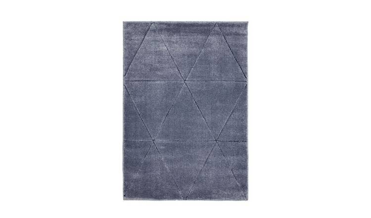 Mega Flooring Blue Modern Geometric Rug - 80 x 150cm