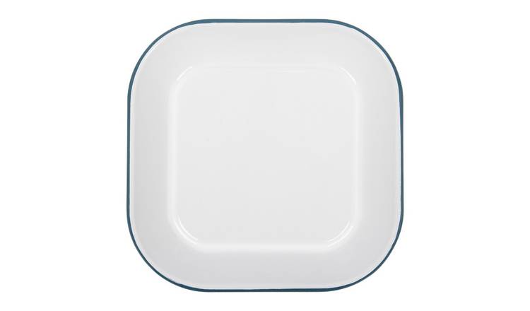 Argon Tableware White Square Enamel Baking Tray - Green