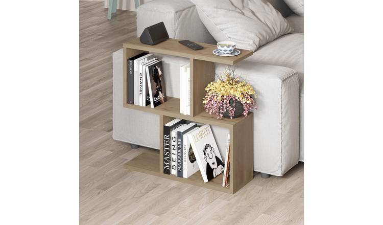 Decortie Homemania Particleboard Z-Shape 2-Tier Side Table - Natural Wood