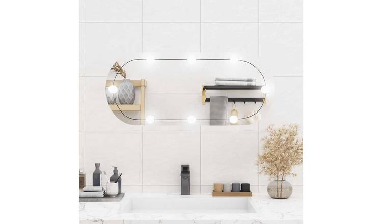Walplus LED Oval Wall Mirror - Silver - 35 x 80 cm