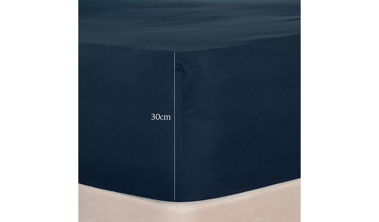 OHS Plain Microfibre Deep Fitted Bed Sheet Navy - Single