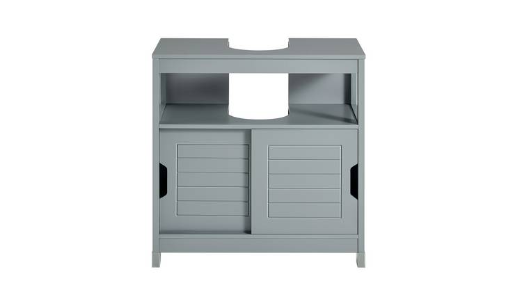 SoBuy 2 Sliding Door Bathroom Organizer Under Sink Bathroom Cabinet - Grey