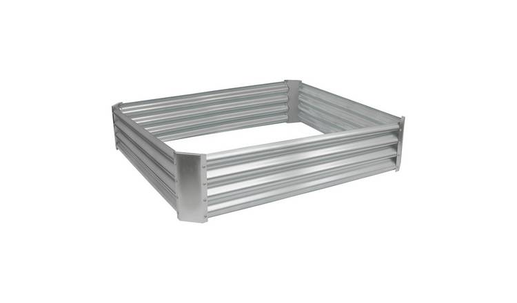 Harbour Housewares Square Steel Raised Garden Bed - 120cm x 120cm - Silver