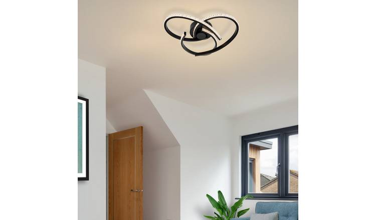 Cosylyte Moora 3 Light Integrated LED Modern Curved Ceiling Light - Matt Black