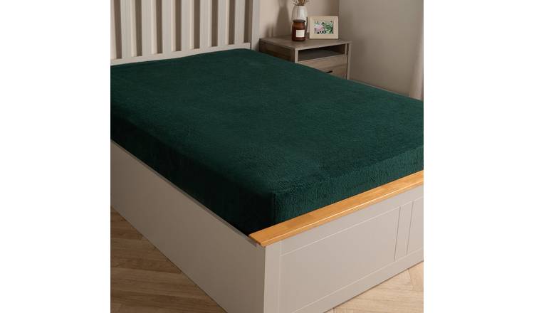 OHS Teddy Fleece Thermal Fitted Bed Sheet Forest Green - Single