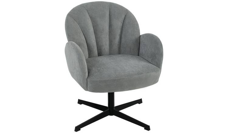HOMCOM Velvet Modern Swivel Accent Chair with Spring Cushion - Grey
