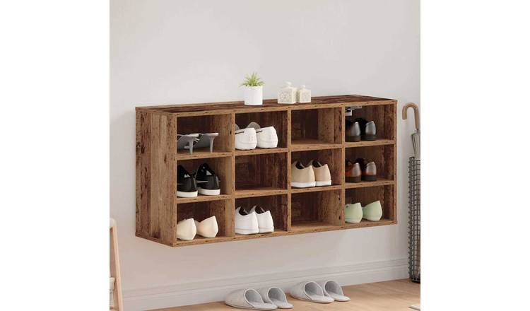Walplus Engineered Wood Shoe Cabinet - Old Wood - 103 x 30 x 51 cm
