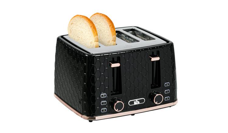 HOMCOM 4 Slice Toaster with 7 Browning Levels and Removable Crumb Tray - Black