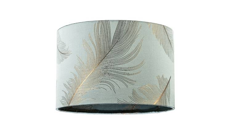 Happy Homewares Dusty Duck Egg Cotton Jacquard with Gold Foil Lampshade - 30cm