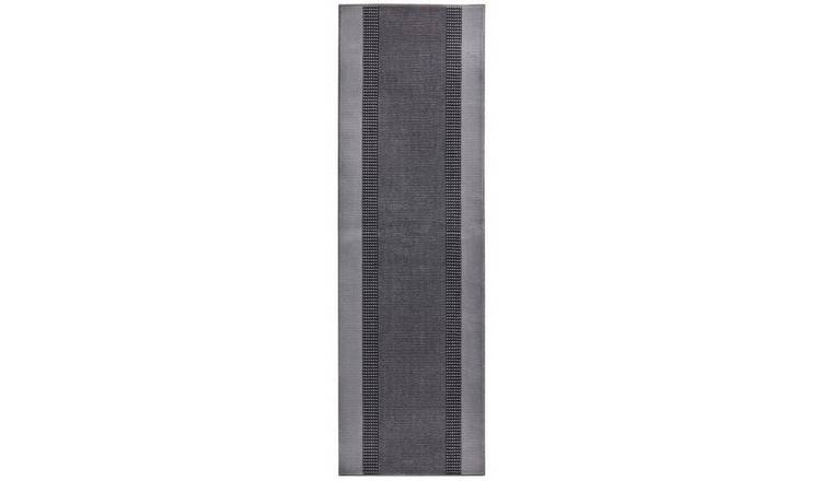 Hanse Home Grey Designer Velours Band Runner Rug - 80 x 200cm