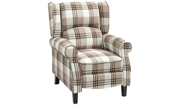 HOMCOM Farmhouse Recliner Armchair with Round Armrestss - Brown