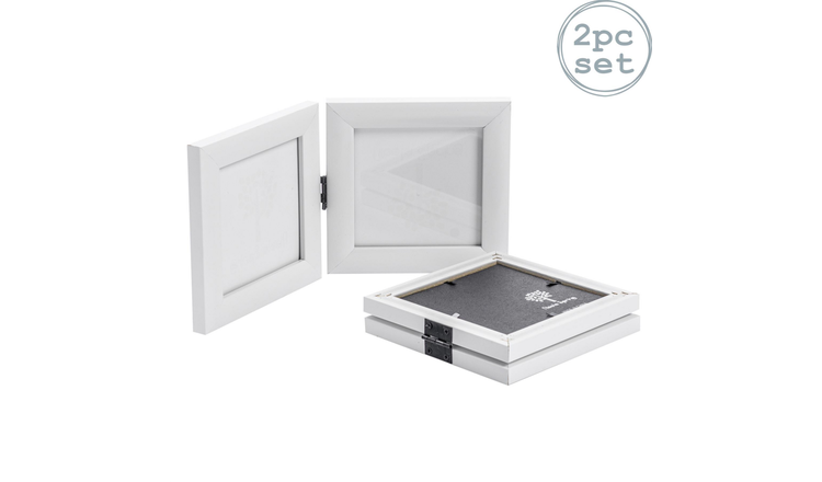 Nicola Spring Folding 2 Photo Frames 4 x 4" Set of 2 - White