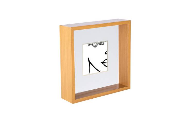 Nicola Spring 3D Deep Box Photo Frame - 8 x 8" with Mount - Light Wood
