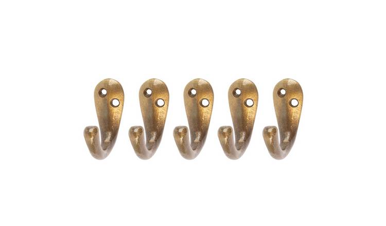 Hammer & Tongs Single Robe Hook - Brass - Pack of 5