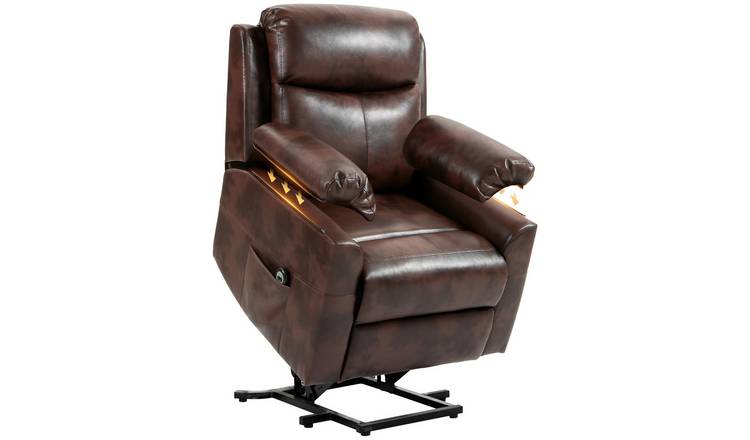 HOMCOM PU Leather Overstuffed Power Lift Chair with Thick Back - Dark Brown