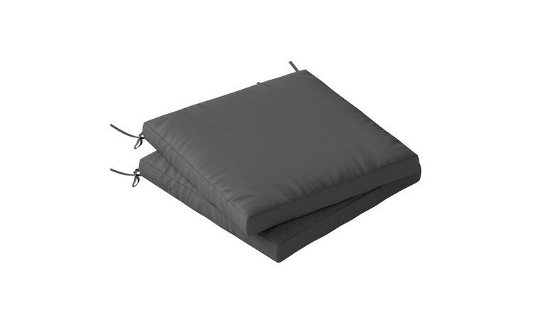 Outsunny Set of 2 Outdoor Waterproof Chair Cushions with Ties - Dark Grey