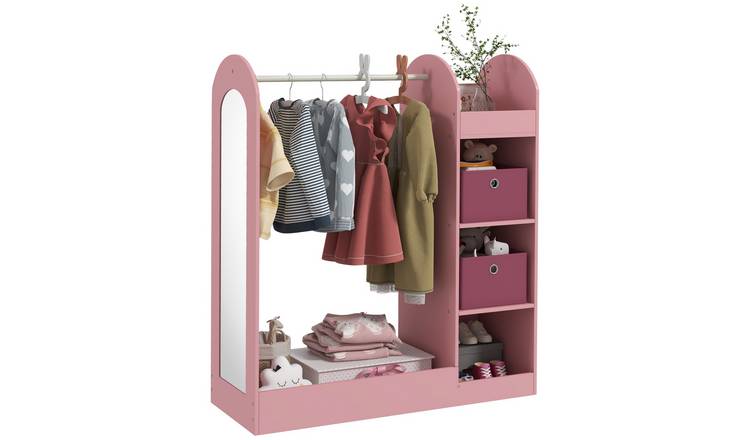 AIYAPLAY Dress Up Storage Kids Wardrobe with Storage Shelf for Bedroom - Pink