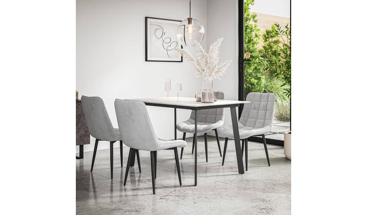 Furniture Online Haydon Nova Marble Effect Dining Table & 6 Grey Chairs