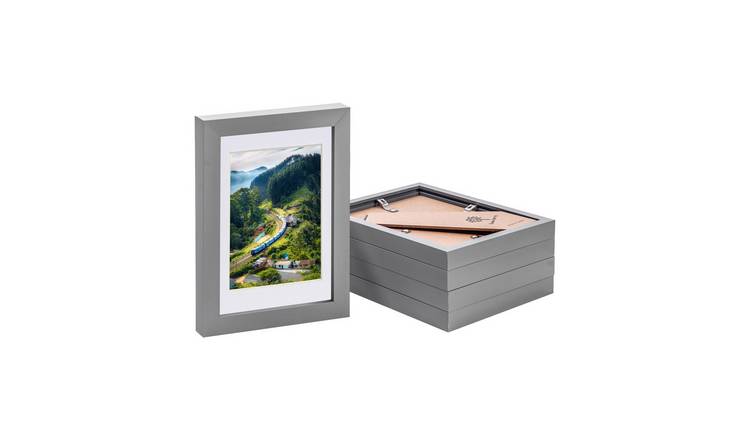 Nicola Spring Photo Frames - 5" x 7" with Mount - Set of 5 - Grey/White