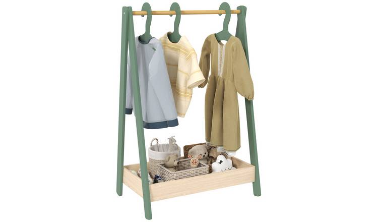 AIYAPLAY Dress Up Kids Clothes Rail with 3 Hangers - Green