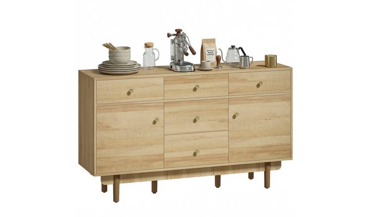 HOMCOM Modern Storage Sideboard with Adjustable Shelf - Walnut Brown