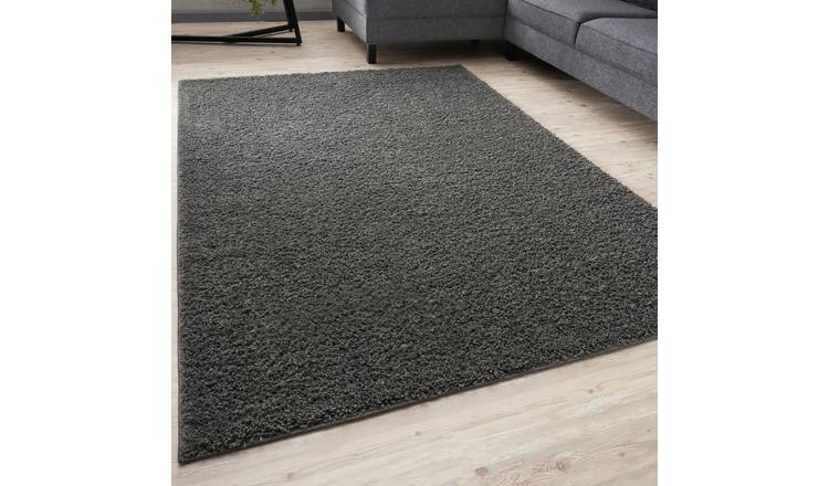 The Rugs Dark Grey Myshaggy Plain Shaggy Rug - 180 x 270cm