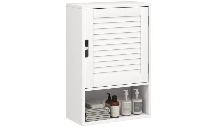 HOMCOM Wall Mounted Bathroom Storage Cabinet with Adjustable Shelves - White