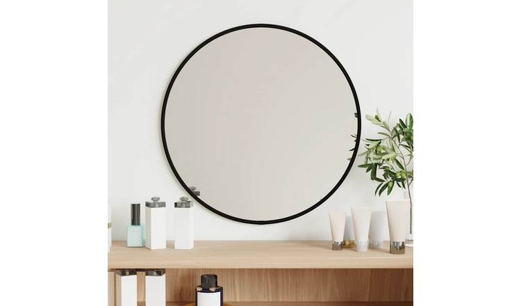 Walplus Round Glass Wall Mirror - Black - 40 cm