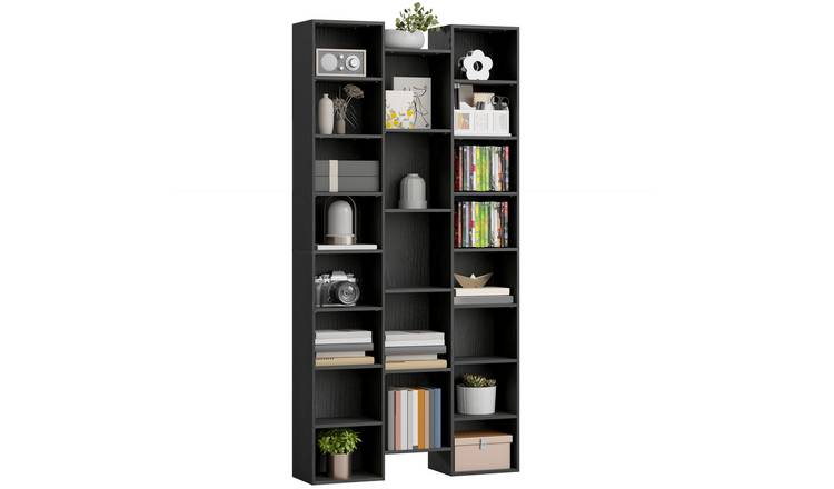 HOMCOM Modern Adjustable Freestanding Storage Bookcase - Black