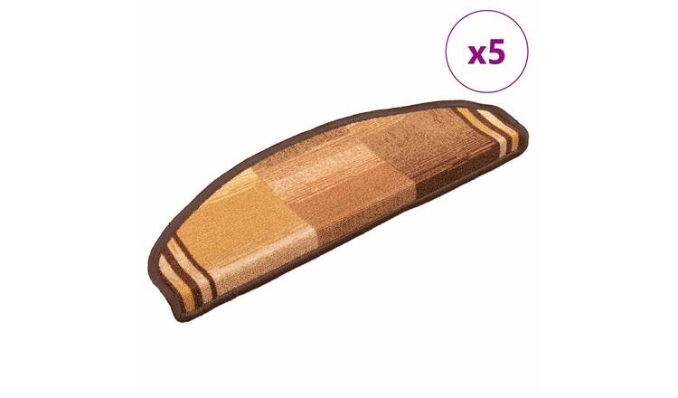 Walplus Pack of 5 Stair Mats - Brown - 65 x 21 cm