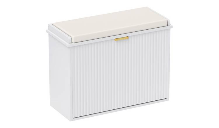 HOMCOM Shoe Storage Bench with Padded Seat Cushion and Flip-Drawer - White