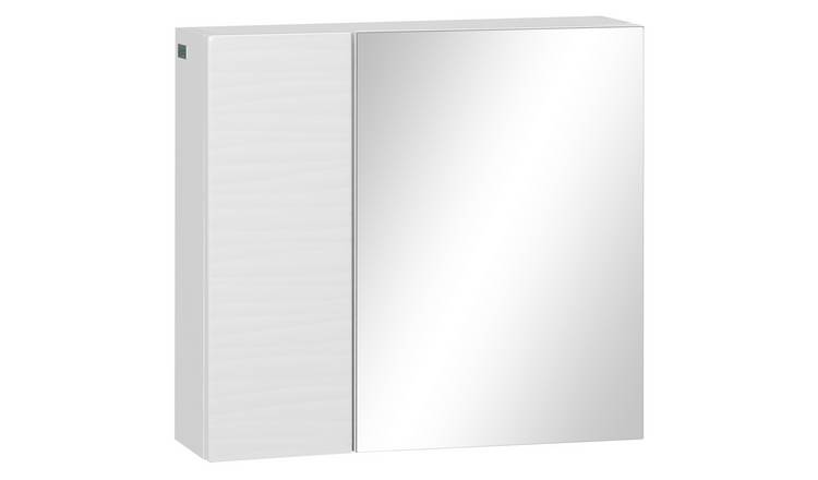 kleankin Bathroom Mirror Cabinet with Double Door and Adjustable Shelves - White