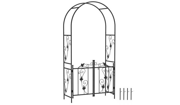 Outsunny Garden Arch Trellis for Climbing Plants Roses - Black