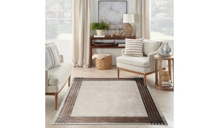 Mega Flooring Silver Modern Bordered Rug - 160 x 221cm