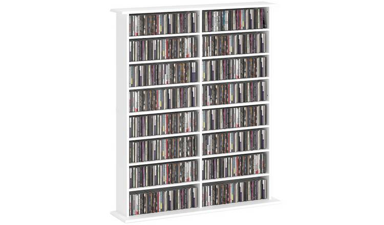 HOMCOM Wide 8 Tier Media Storage Shelf - White
