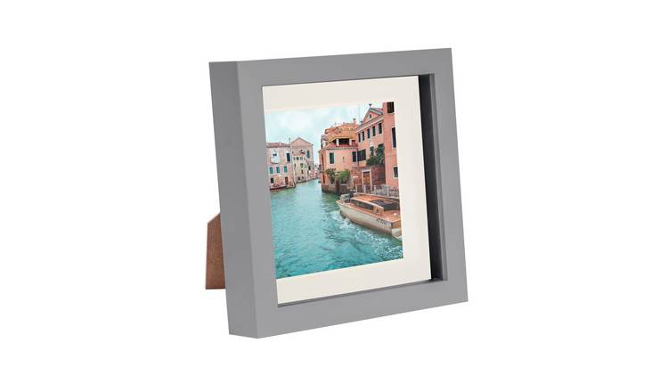Nicola Spring 3D Box Photo Frame - 6 x 6" with Mount - Grey