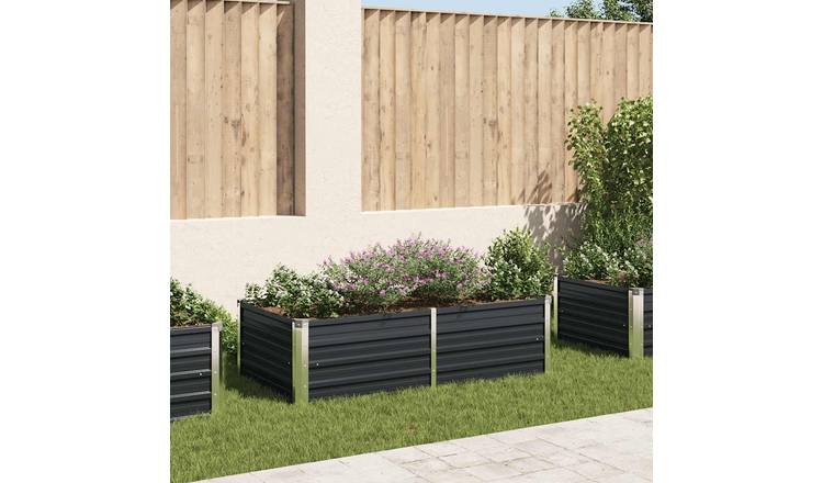 Walplus Galvanised Steel Raised Garden Bed - Anthracite - 160 x 80 x 45 cm