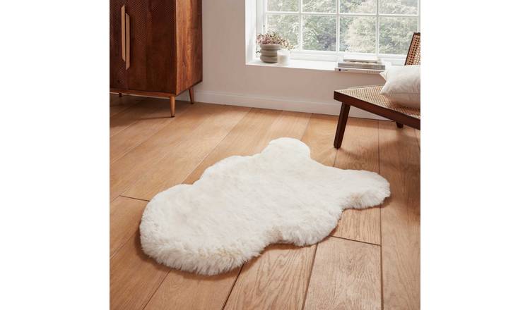 Mega Flooring White Shaggy Plain Rug - 60 x 90cm