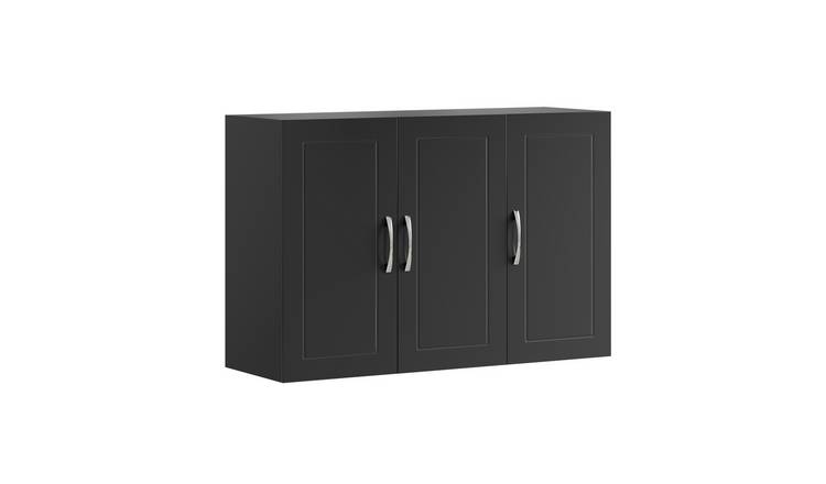 SoBuy 3 Door 2 Adjustable Shelf Wall Cabinet - Black