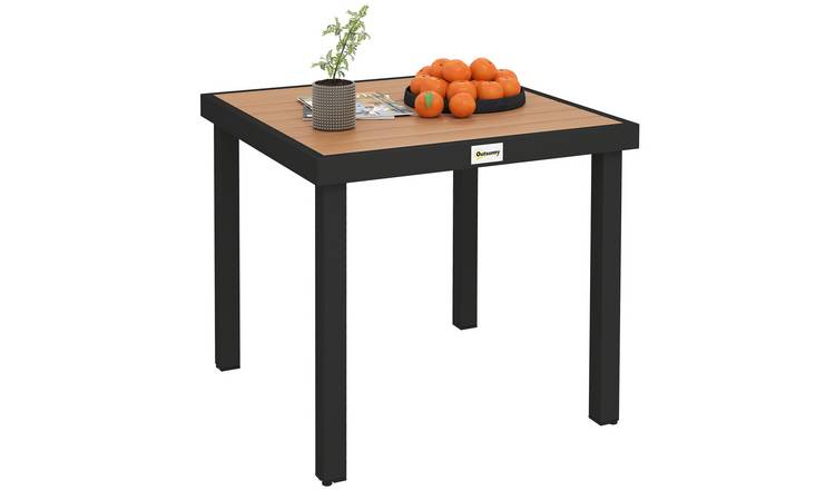 Outsunny Garden Square Outdoor Coffee End Side Table for 4 People - Natural Wood