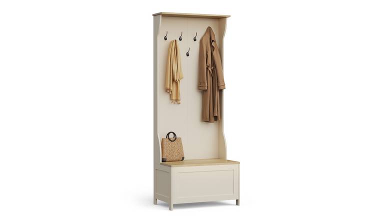 Vonhaus Ash Hall Coat Stand with Shoe Storage - Cream
