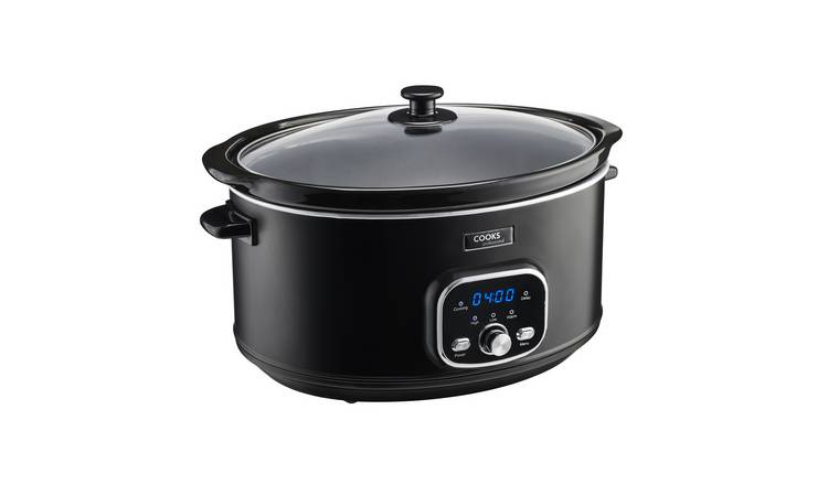 Cooks Professional 6.5L Digital Slow Cooker with 3 Heat Settings - Black