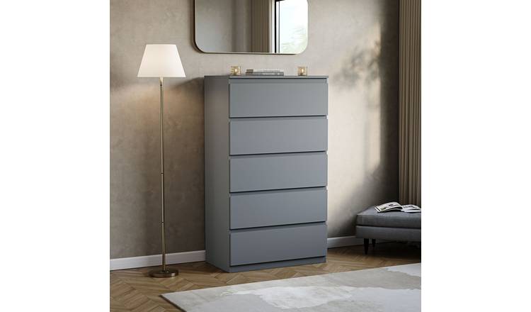 Vida Designs Denver 5 Drawer Chest - Grey