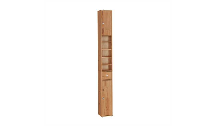 SoBuy 6 Adjustable Shelf Tall Slim Bathroom Storage Cabinet - Light Brown