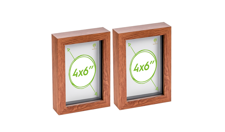 Nicola Spring 3D Box Photo Frames - 4 x 6" - Set of 2 - Dark Wood