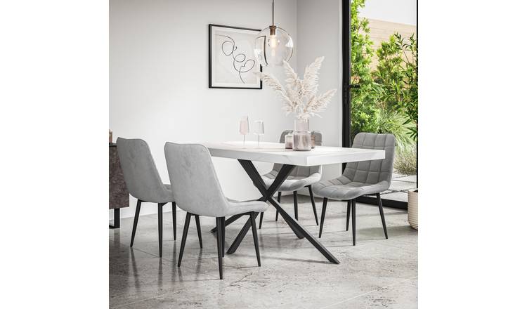 Furniture Online Donni Nova Marble Effect Dining Table & 4 Grey Chairs